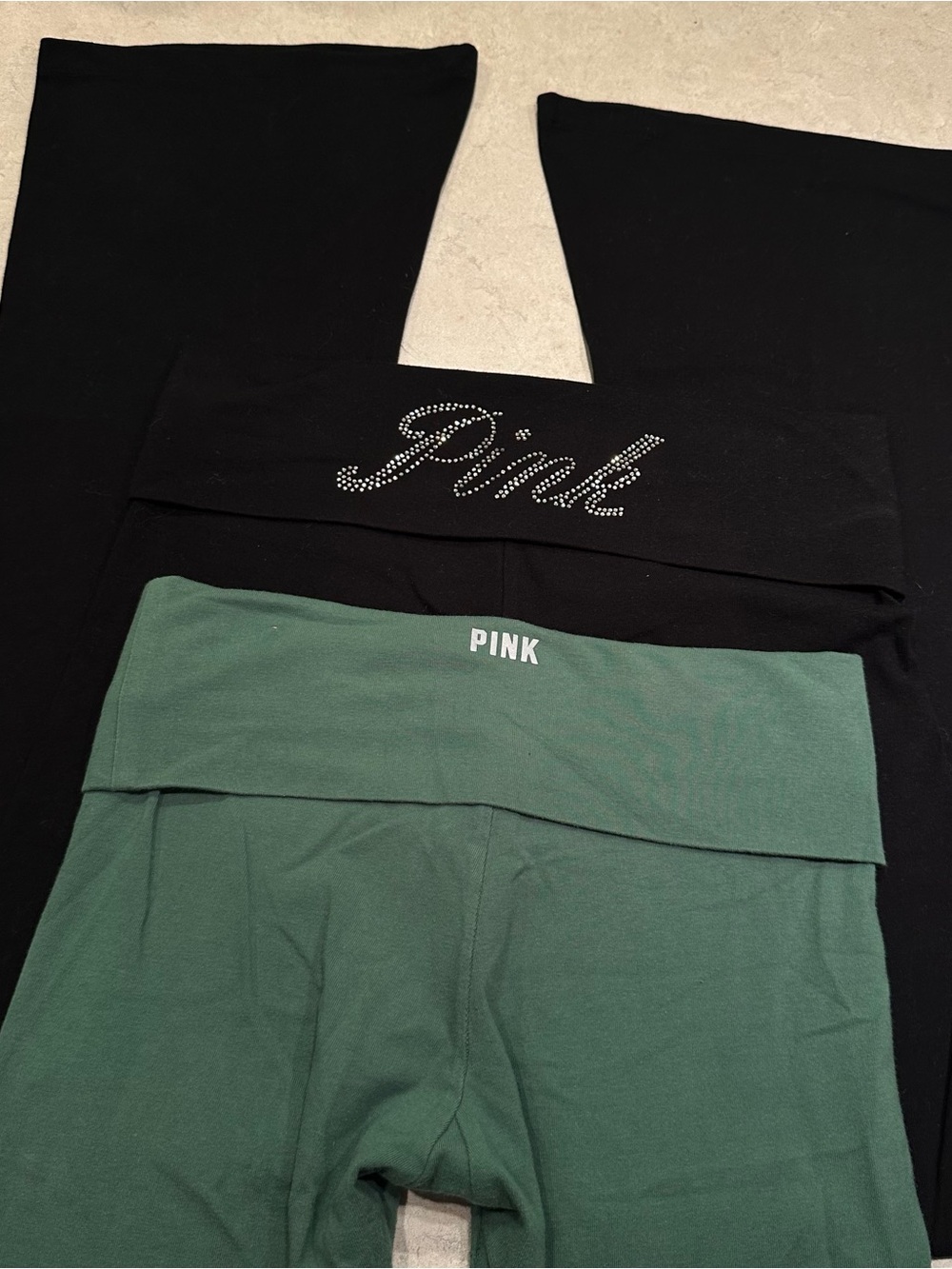 vs pink fold over flare legging bundle